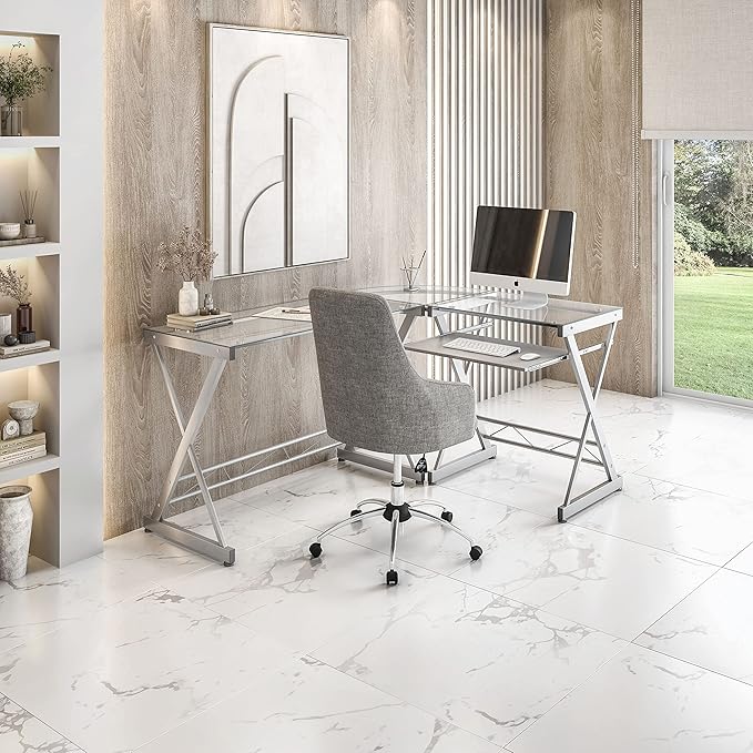 NicBex Laik-DW-00048-DX Desks, 61.75" W x 45.25" D x 29.5" H, White