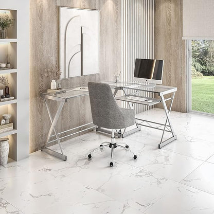 NicBex Laik-DW-00048-DX Desks, 61.75" W x 45.25" D x 29.5" H, White