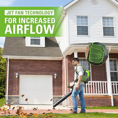Greenworks 40V (165 MPH / 660 CFM / 75+ Compatible Tools) Cordless Brushless Backpack Leaf Blower, 8.0Ah Battery and Charger Included, Green