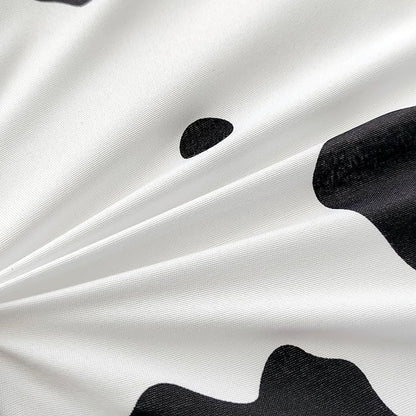 SDY 3 Pieces Milk Cow Print Stuff Bedding Comforter Set with 2 Pillowcases for Kids Teens Girls Women, Microfiber, Easy Wash, Light Breathable Cozy White Base Cute Milk Cow Pattern, Twin Size
