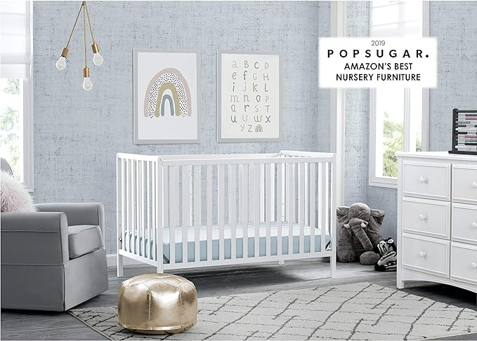 Delta Children Heartland 4-in-1 Convertible Crib - Greenguard Gold Certified, Bianca White
