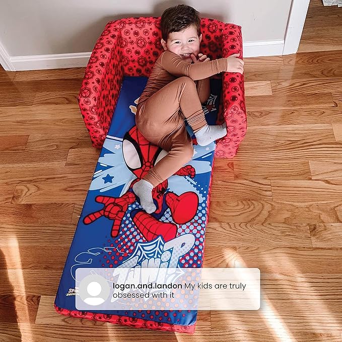 Delta Children Marvel Spidey and His Amazing Friends Cozee Flip-Out Chair - 2-in-1 Convertible Chair to Lounger for Kids