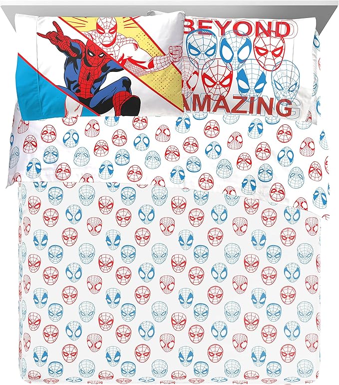 Marvel Spiderman Beyond Amazing 7 Piece Queen Size Bed Set - Includes Comforter & Sheet Set Bedding - Super Soft Fade Resistant Microfiber (Official Product)