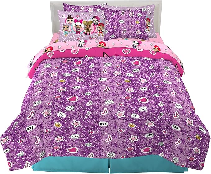 Franco Kids Bedding Super Soft Comforter and Sheet Set with Sham, 7 Piece Full Size, LOL Surprise