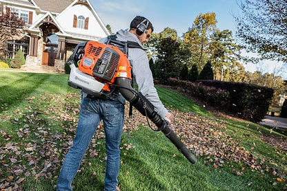 Husqvarna 360BT Gas Leaf Blower, 65.6-cc 3.81-HP 2-Cycle Backpack Leaf Blower with 890-CFM, 232-MPH, 30-N Powerful Clearing Performance and Load-Reducing Harness