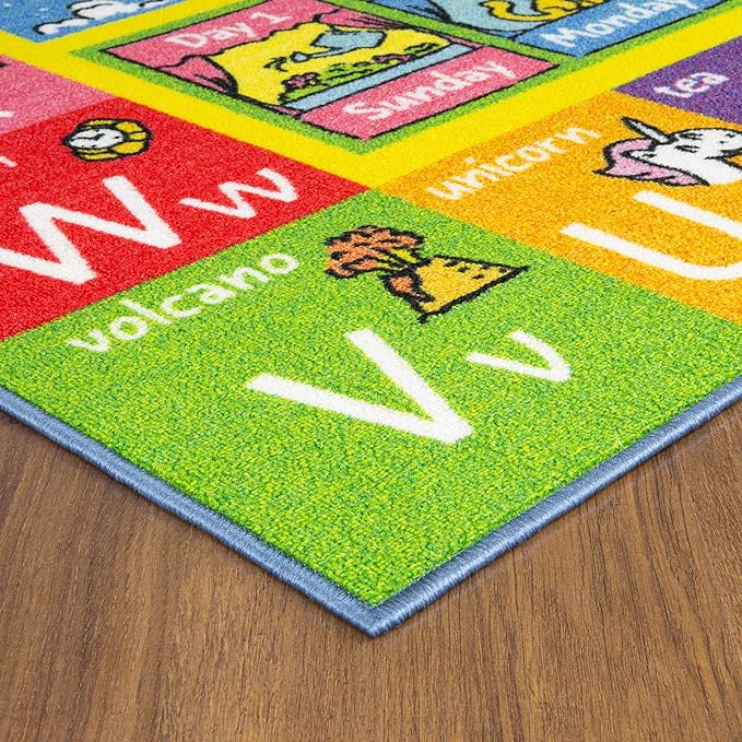 KC Cubs ABC Alphabet Animal Educational Nylon Area Rug