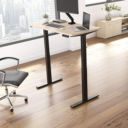 Bush Business Furniture Move 60 Series 48W x 24D Electric in Natural Elm with Black Base, Ergonomic Sit-Stand Computer Table for Home and Professional Office