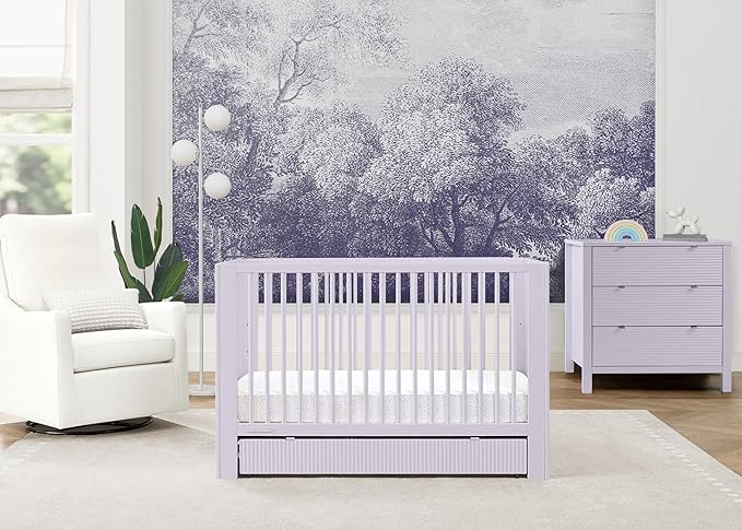 Delta Children Cassie 4-in-1 Convertible Crib with Underdrawer - Greenguard Gold Certified, Lilac