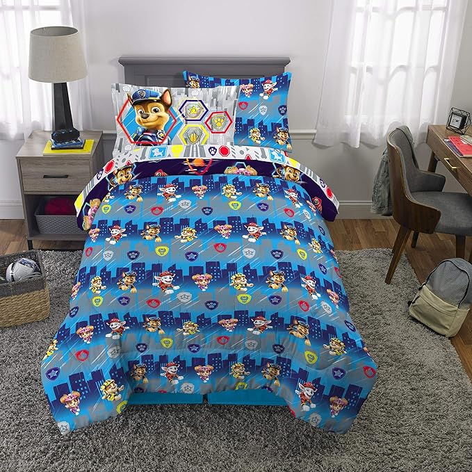 Franco Kids Bedding Super Soft Comforter and Sheet Set with Sham, 5 Piece Twin Size, Paw Patrol Movie