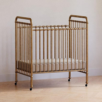 NAMESAKE Abigail 3-in-1 Convertible Mini Metal Crib in Vintage Gold, Greenguard Gold Certified