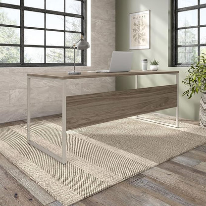 Bush Business Furniture Hybrid 72W x 30D Computer Table Desk with Metal Legs in Modern Hickory