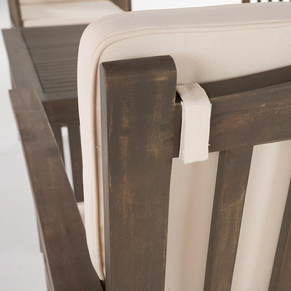 Christopher Knight Home Carolina Acacia Chat Set, 4-Pcs Set, Grey Finish / Cream