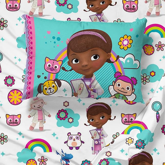 Jay Franco Disney Junior Doc McStuffins Hospital 5 Piece Twin Bed Set - includes Reversible Comforter & Sheet Set - Super Soft Fade Resistant Microfiber (Official Disney Junior Product)