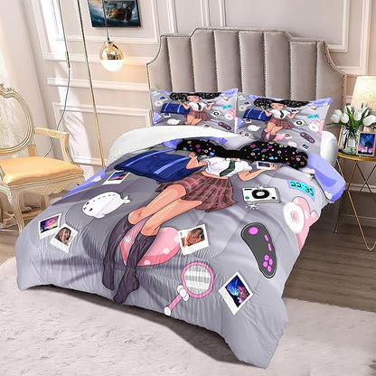 African American Girl Bedding Set Full Comforter Set for Girls Bedroom Decor Black Girl Comforter Set with 2 Pillowcases Kids Comforter Sets Gifts for Girls Kids Teens
