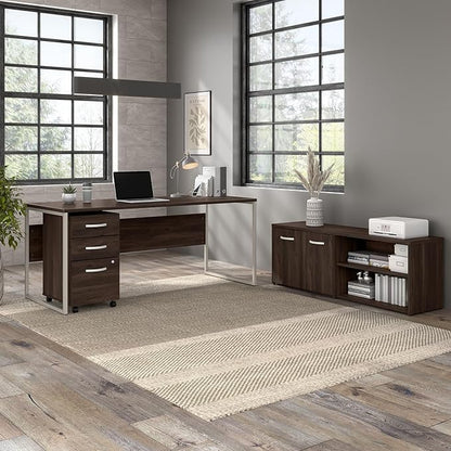 Bush Business Furniture Hybrid 72W x 30D Computer Table Desk with Metal Legs in Black Walnut