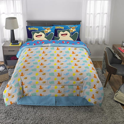 Franco Kids Bedding Super Soft Comforter and Sheet Set, 5 Piece Full Size, Pokemon