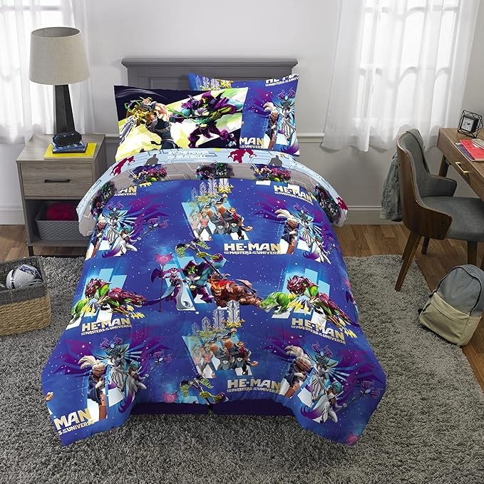 Franco Kids Bedding Super Soft Comforter and Sheet Set with Sham, 5 Piece Twin Size, He-Man and the Masters of the Universe