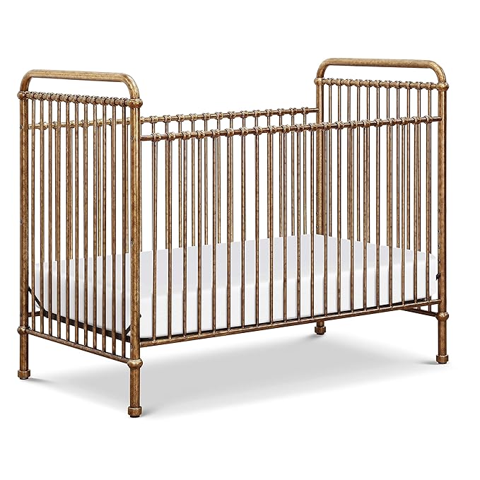 NAMESAKE Abigail 3-in-1 Convertible Metal Crib in Vintage Gold, Greenguard Gold Certified