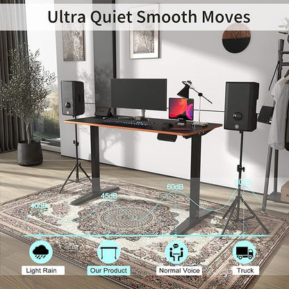 Monomi Height Adjustable Electric Standing Desk, 48 x 24 Inches Sit Stand up Desk, Memory Computer Home Office Desk (Black Frame+ Black Top)