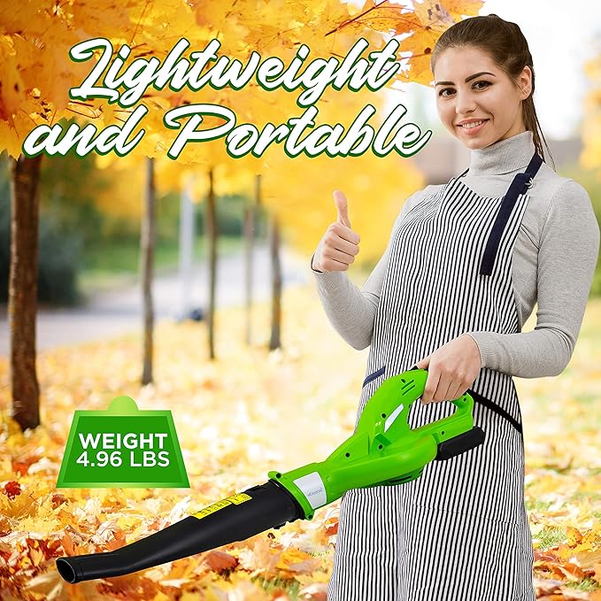Serenlife Lightweight Cordless Leaf Blower - 18V, 55 MPH Air Speed - Perfect for Decks, Gutter Cleaning, Snow & Small Yards - Rechargeable Battery & Charger Included - Charge Time 4 Hours - Only 5 lbs
