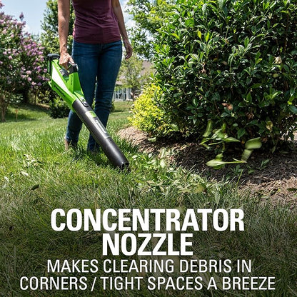 Greenworks 24V (110 MPH / 450 CFM / 125+ Compatible Tools) Cordless Brushless Axial Leaf Blower, 4.0Ah Battery and Charger Included