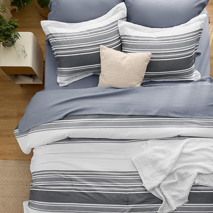 Bedsure Bed in a Bag Full 7 Pieces - Striped Beddding sets, Full Comforter Sets with Comforter, Fitted Sheet, Flat Sheet, Pillowcase & Shams