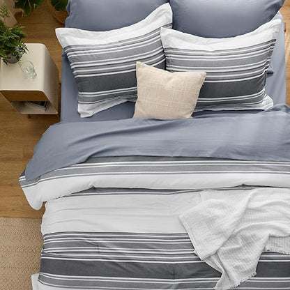 Bedsure Bed in a Bag Queen 7 Pieces - Striped Beddding sets, Queen Comforter Sets with Comforter, Fitted Sheet, Flat Sheet, Pillowcase & Shams
