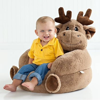Trend Lab Moose Toddler Chair Plush Character Kids Chair Comfy Furniture Pillow Chair for Boys and Girls, 21 x 19 x 19 inches