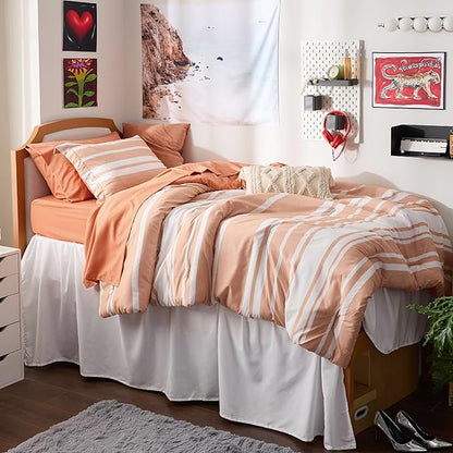 Bedsure Twin XL Comforter Set, Extra Long 5 Pieces Burnt Orange Twin XL Bedding Sets, All Season Dorm Room Essentials with 1 Pillow Sham, Flat Sheet, Fitted Sheet and 1 Pillowcase