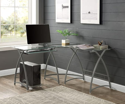 NicBex Laik-DW-00062-DX Desks, 51" W x 51" D x 28" H, Silver