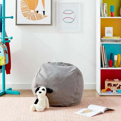 Posh Creations Bean Bag Chair for Kids, Teens, and Adults Includes Removable and Machine Washable Cover, Heather Gray, 27in - Medium