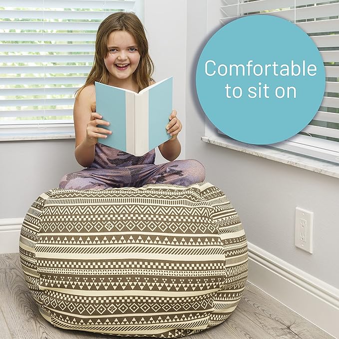 EMMandSOPHIE Stuffed Animal Storage Bean Bag Chair - Kids Bean Bag Chairs- Bean Bag Chair Kids- Beanbag Chairs for Kids and Teens-Stuffed Animal Holder- Stuffed Animal Bean Bag Storage
