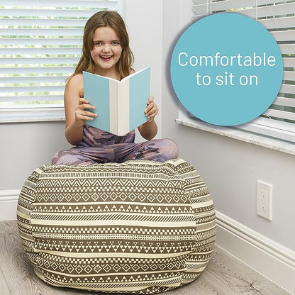 EMMandSOPHIE Stuffed Animal Storage Bean Bag Chair - Kids Bean Bag Chairs- Bean Bag Chair Kids- Beanbag Chairs for Kids and Teens-Stuffed Animal Holder- Stuffed Animal Bean Bag Storage