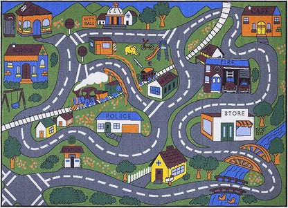 Ottomanson Jenny Children's Collection, Area Rug - 3'3" x 5', Educational Traffic