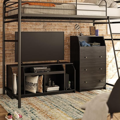 Ameriwood Home The Loft 3 Drawer Dresser, Black Oak