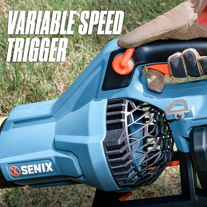 SENIX X6 60 Volt Max* Handheld Cordless Leaf Blower, Up to 810 CFM and 170 MPH, Variable Speed, Cruise Control, Lightweight, includes 4.0 Ah Battery and 3 Amp Charger (BLAX6-M1)