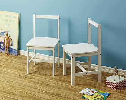 Amazon Basics Solid Wood Kids Activity Chair Set, 23.8-Inch Height - 2-Pack, White