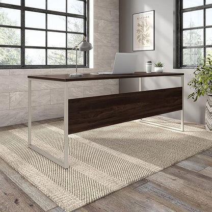 Bush Business Furniture Hybrid 72W x 30D Computer Table Desk with Metal Legs in Black Walnut