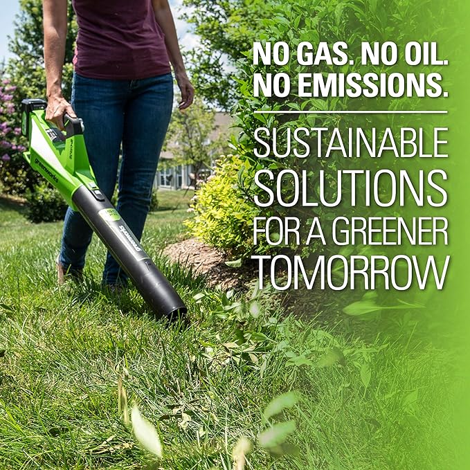 Greenworks 24V (110 MPH / 450 CFM / 125+ Compatible Tools) Cordless Brushless Axial Leaf Blower, 4.0Ah Battery and Charger Included