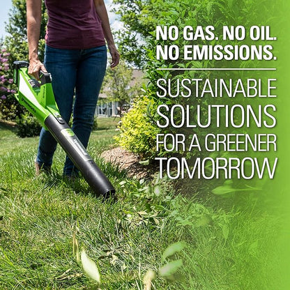Greenworks 24V (110 MPH / 450 CFM / 125+ Compatible Tools) Cordless Brushless Axial Leaf Blower, 4.0Ah Battery and Charger Included