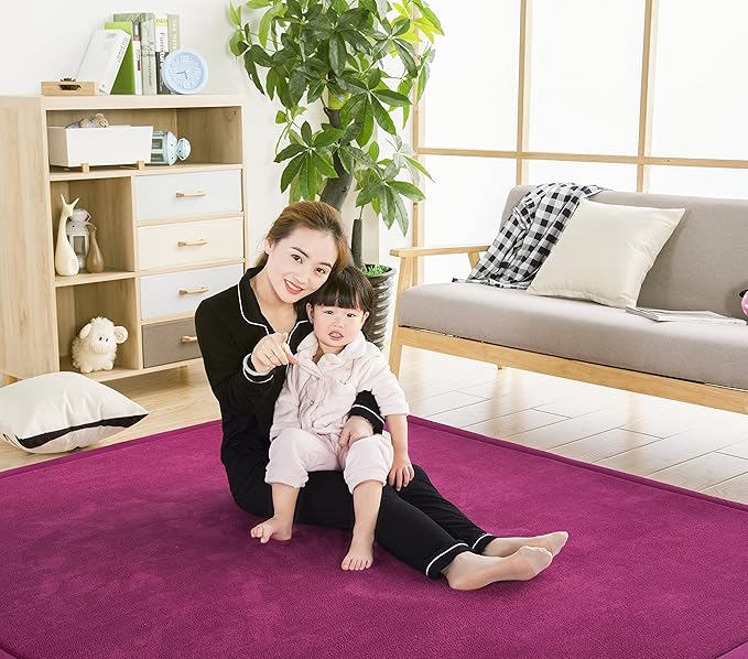 Baby Play Mat, Handmade Weaving Plush Foam Play Crawling Rugs for Baby, Toddler, Children, Yoga Mat, Exercise Mat Cushy-Soft & Thick Hypoallergenic, Non-Toxic, Reversible