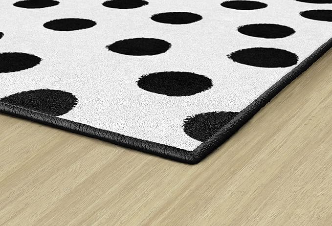 Flagship Carpets Schoolgirl Style Picasso Painted Dots Classroom Area Rug for Indoor Classroom Learning or Kid Bedroom Educational Play Mat, 7'6"x12', White