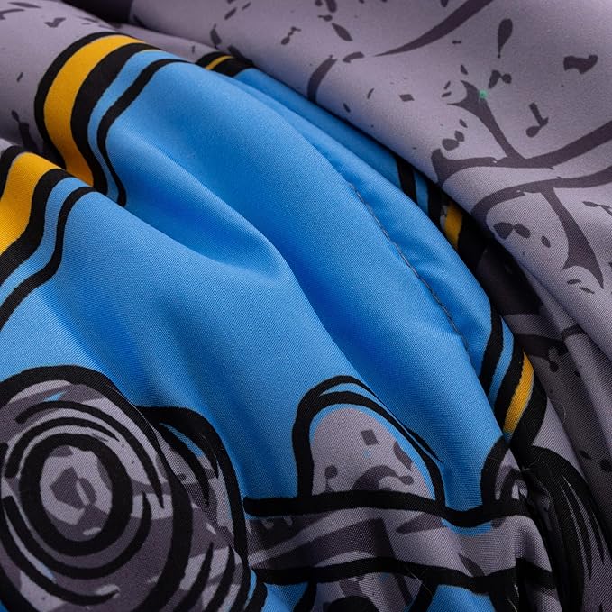 Btargot Gaming Stone Pattern Comforter Set for Boys Girls Kids, 3 Pieces Reversible Skateboard Game Console Flame Painting Bedding Set, Grey Twin
