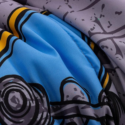 Btargot Gaming Stone Pattern Comforter Set for Boys Girls Kids, 3 Pieces Reversible Skateboard Game Console Flame Painting Bedding Set, Grey Twin