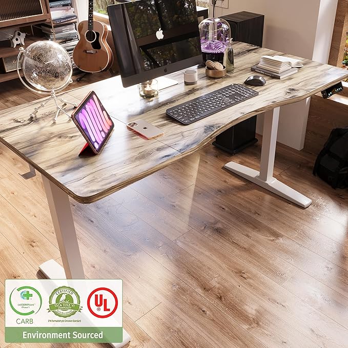 Monomi Height Adjustable Electric Standing Desk, 55 x 28 Inches Stand up Desk, Sit Stand Home Office Computer Desk, Maple
