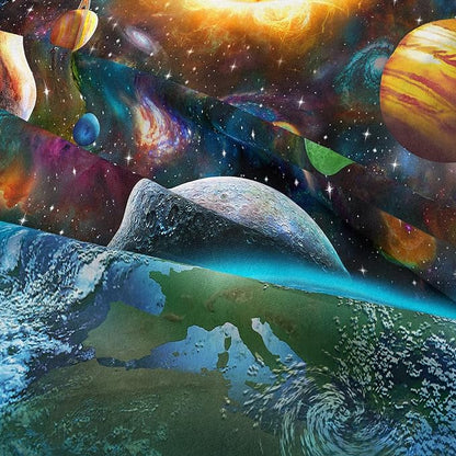 Tailor Shop Universe Galaxy Comforter Set for Girls Boys Kids Galaxy The Planet The Earth Astronaut Stars Outer Space Bedding Set Twin Size with 1 Comforter 1 Pillowcase