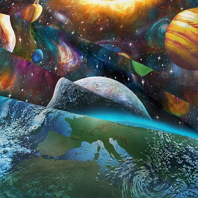 Tailor Shop Universe Galaxy Comforter Set for Girls Boys Kids Galaxy The Planet The Earth Astronaut Stars Outer Space Bedding Set Full Size with 1 Comforter 2 Pillowcases,18………