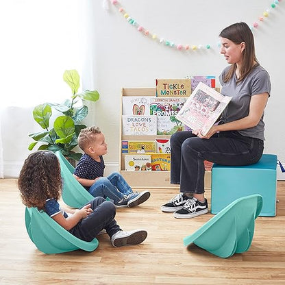 ECR4Kids Leaf Floor Seat, Rocker Chair, Seafoam, 6-Piece