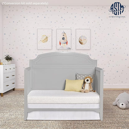 JPMA & Greenguard Gold Certified Milton 5-in-1 Convertible Crib Made with Sustainable New Zealand Pinewood in Pebble Grey, Non-Toxic Finish