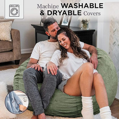 CordaRoy's Chenille Bean Bag Chair, Convertible Chair Folds from Bean Bag to Lounger, As Seen on Shark Tank, Moss - King Size